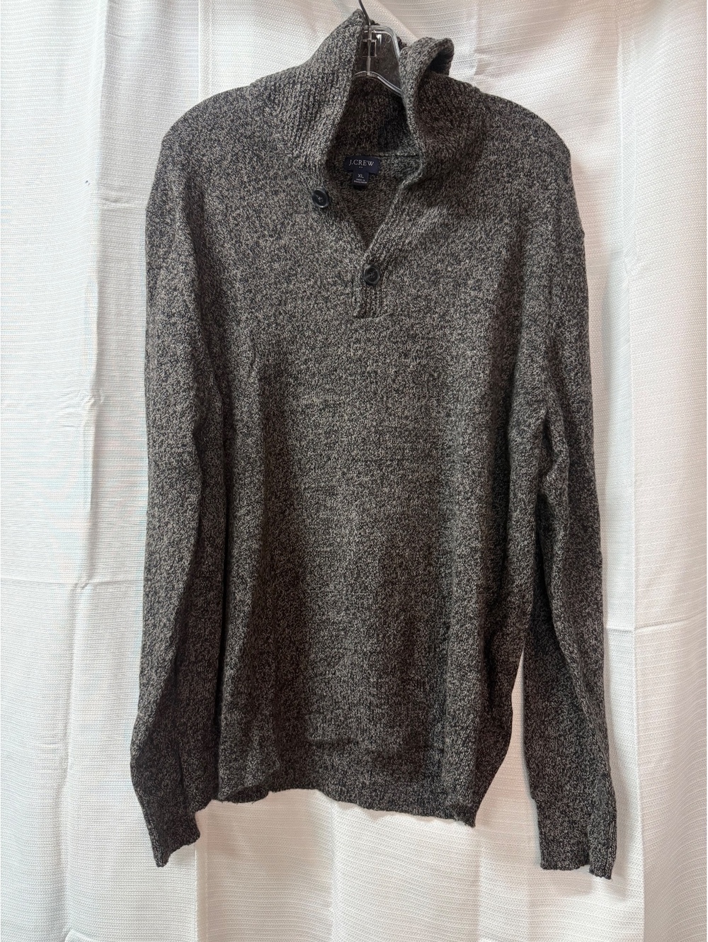 J.Crew Men's XL Gray Lambswool Blend Button Collar Sweater